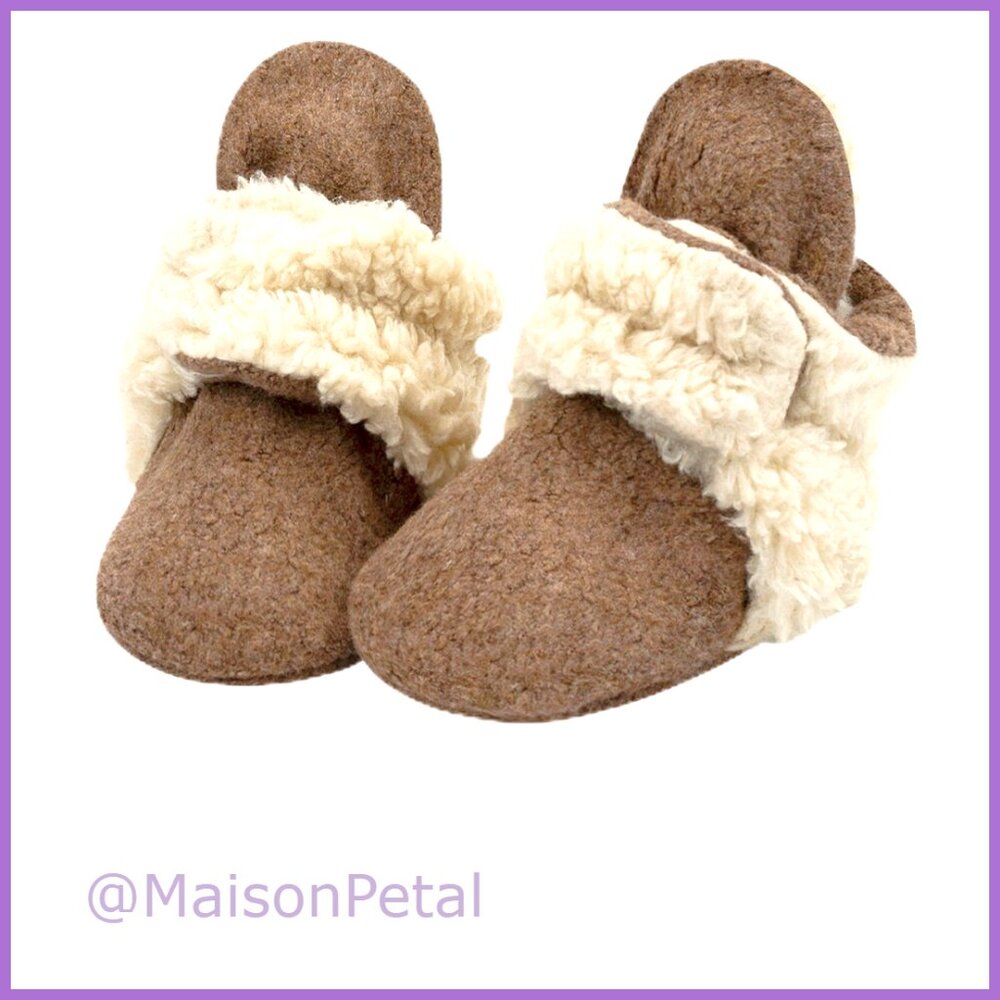 Fleece Baby Booties with Grippers, Two-Snap Stay-On Design